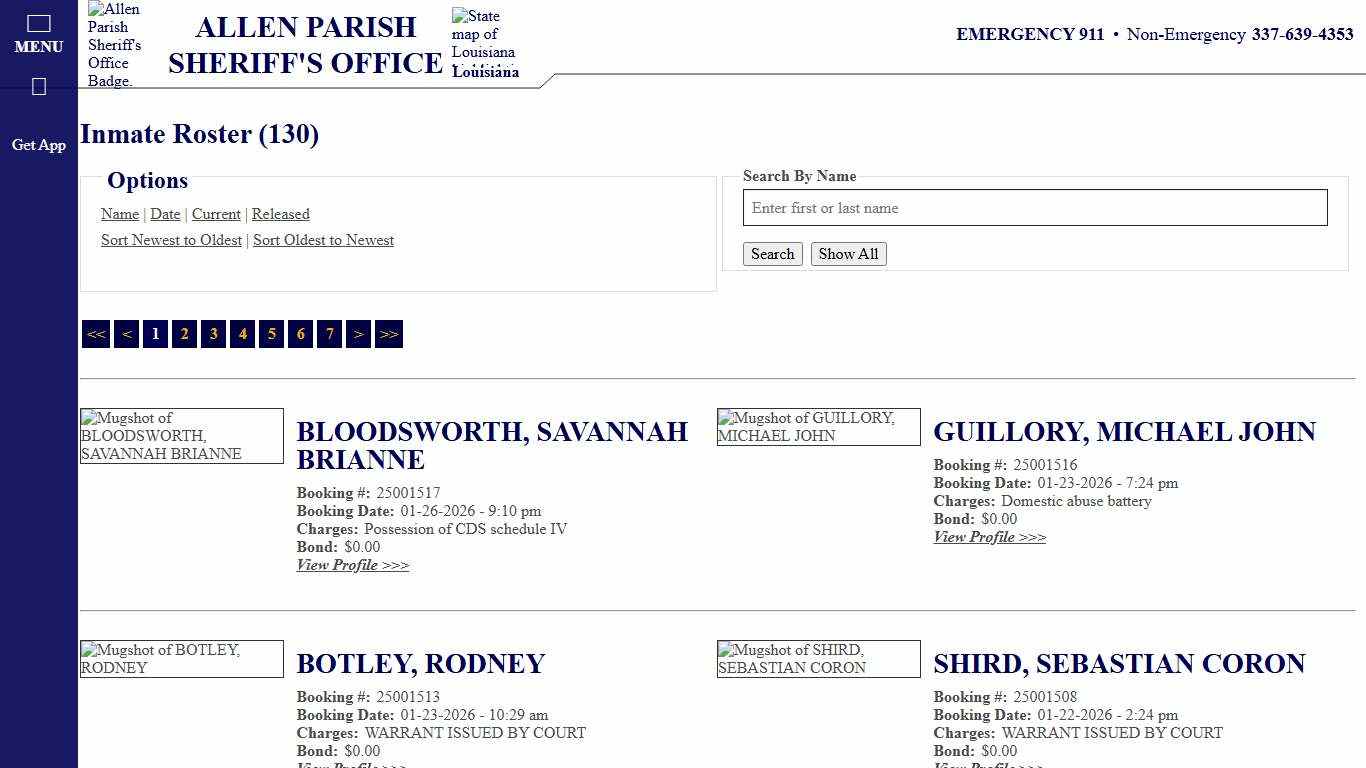 Inmate Roster - Current Inmates Booking Date Descending - Allen Parish Sheriff's Office